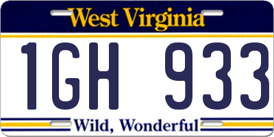 WV license plate 1GH933