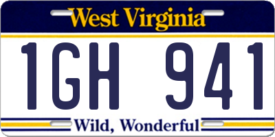 WV license plate 1GH941