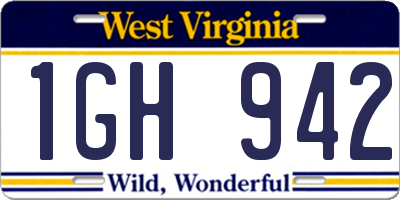 WV license plate 1GH942