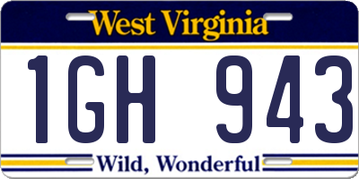 WV license plate 1GH943