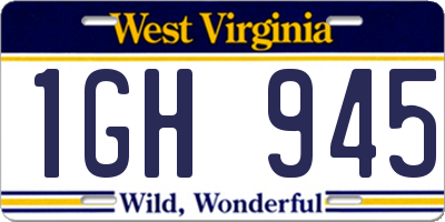 WV license plate 1GH945