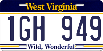 WV license plate 1GH949