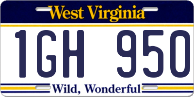 WV license plate 1GH950