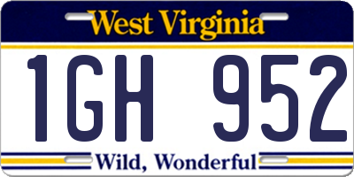 WV license plate 1GH952