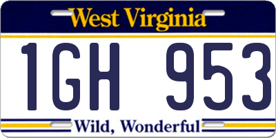 WV license plate 1GH953