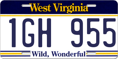 WV license plate 1GH955