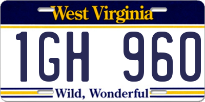 WV license plate 1GH960