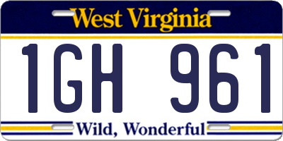 WV license plate 1GH961