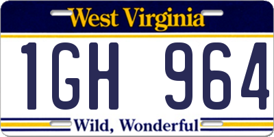 WV license plate 1GH964