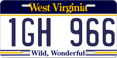 WV license plate 1GH966