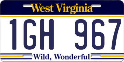 WV license plate 1GH967