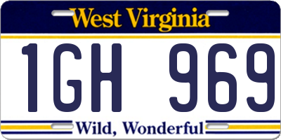 WV license plate 1GH969
