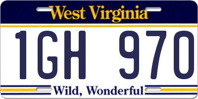 WV license plate 1GH970