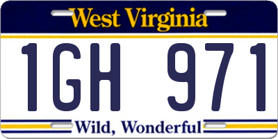 WV license plate 1GH971