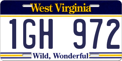 WV license plate 1GH972