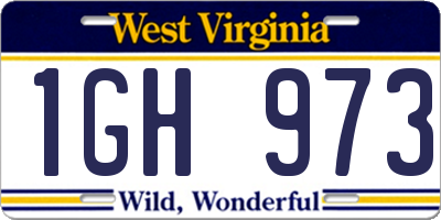 WV license plate 1GH973