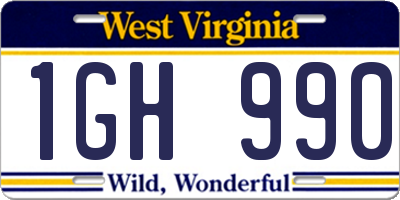 WV license plate 1GH990