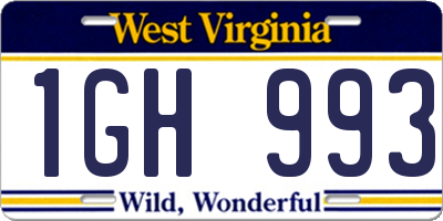 WV license plate 1GH993