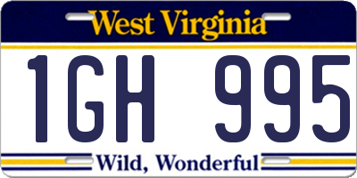 WV license plate 1GH995