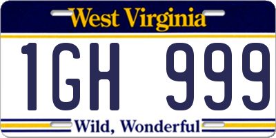 WV license plate 1GH999