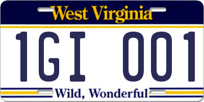 WV license plate 1GI001