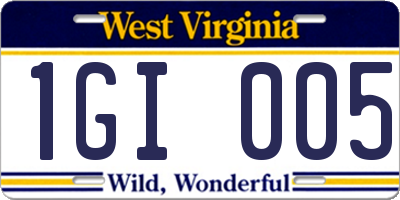 WV license plate 1GI005
