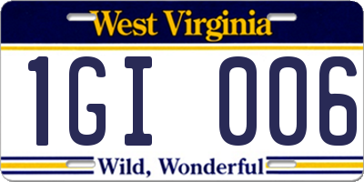 WV license plate 1GI006