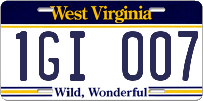 WV license plate 1GI007