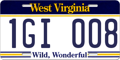 WV license plate 1GI008