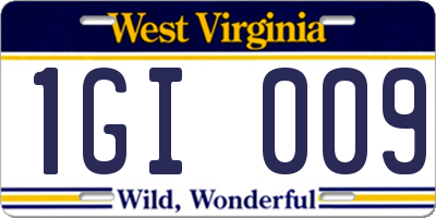 WV license plate 1GI009