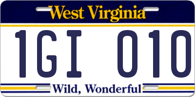 WV license plate 1GI010