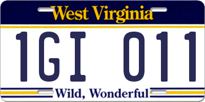 WV license plate 1GI011