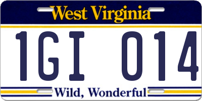 WV license plate 1GI014