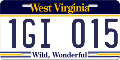 WV license plate 1GI015