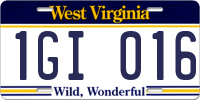 WV license plate 1GI016