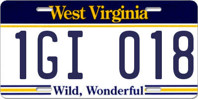 WV license plate 1GI018