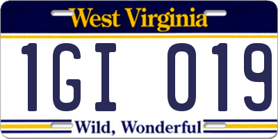 WV license plate 1GI019