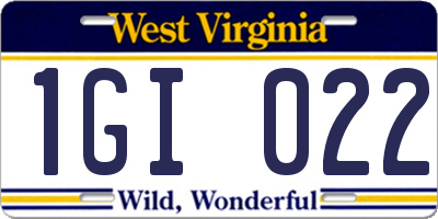 WV license plate 1GI022