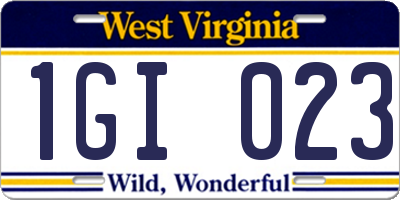 WV license plate 1GI023