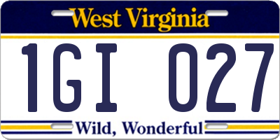 WV license plate 1GI027