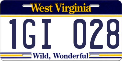 WV license plate 1GI028