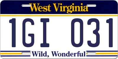 WV license plate 1GI031
