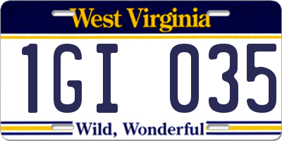 WV license plate 1GI035