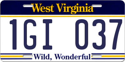 WV license plate 1GI037