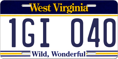 WV license plate 1GI040