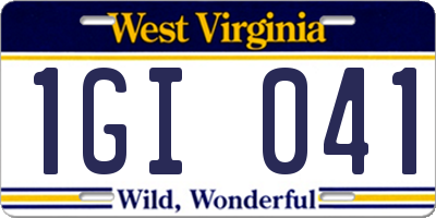 WV license plate 1GI041