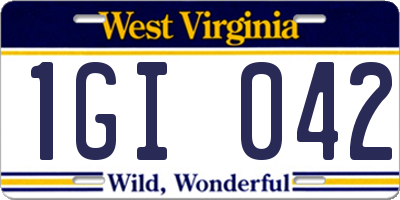 WV license plate 1GI042