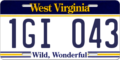 WV license plate 1GI043