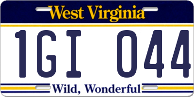 WV license plate 1GI044