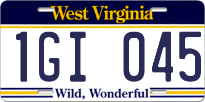 WV license plate 1GI045